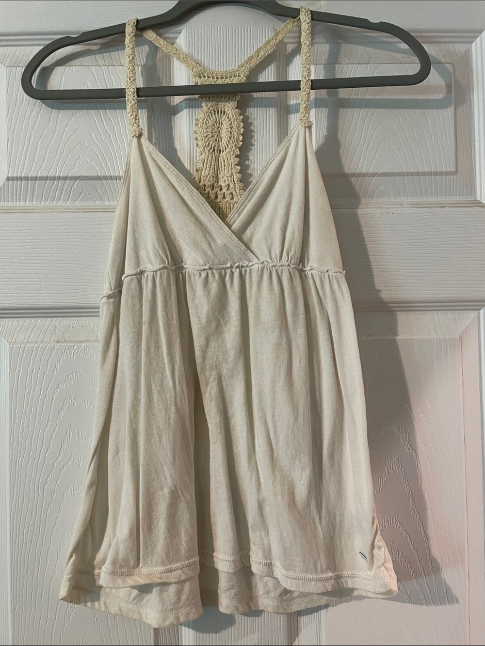 Aeropostale Cream Crochet-Back Cami